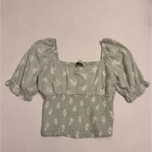 Abercrombie & Fitch Women's Green Floral Smock Waist Crop Top Sz S Women's